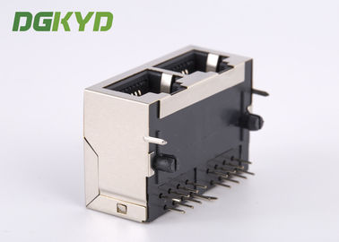 Shield tab down cat 5 dual port ethernet socket RJ45 connector