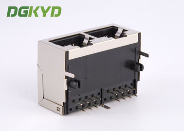10/100/1000 BASE-TX 1X2 double port rj45 ethernet connector without transformer