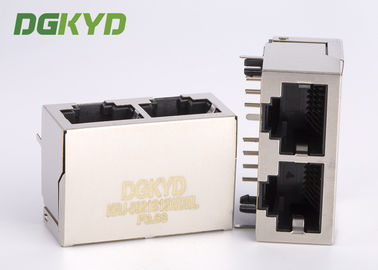10/100/1000 BASE-TX 1X2 double port rj45 ethernet connector without transformer