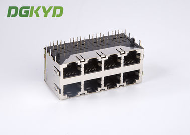 Customised 2X4 dual deck RJ45 multiple port connectors female 8 Port ethernet socket