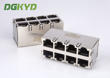 Customised 2X4 dual deck RJ45 multiple port connectors female 8 Port ethernet socket