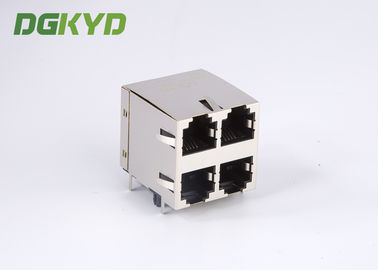 Right Angle PCB Mount Cat 3 2x2 Dual Deck 6p4c RJ11 Jack 4 Ports