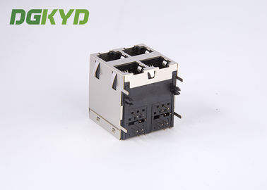 Right Angle PCB Mount Cat 3 2x2 Dual Deck 6p4c RJ11 Jack 4 Ports