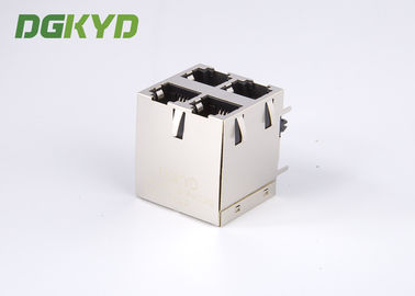 Right Angle PCB Mount Cat 3 2x2 Dual Deck 6p4c RJ11 Jack 4 Ports