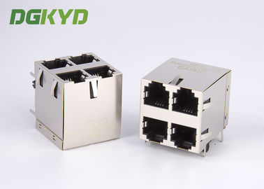 Right Angle PCB Mount Cat 3 2x2 Dual Deck 6p4c RJ11 Jack 4 Ports