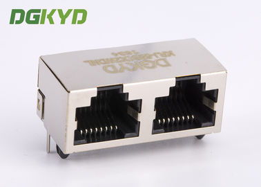 Shield Tab Up 2 Port RJ45 PCB Connector Without Transformer For Surveillance Cameras