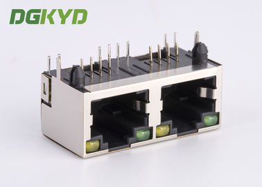 90 degree side entry 1x 2 Port ethernet socket RJ45 female Jack 10/100/1000 Base-Tx