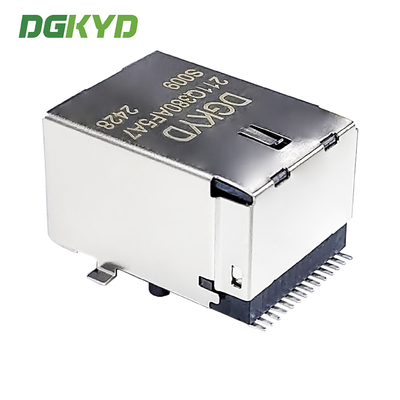Surface mounted RJ45 connector with gigabit RJ45 and light LCP material DGKYD211Q380AF5A7S009