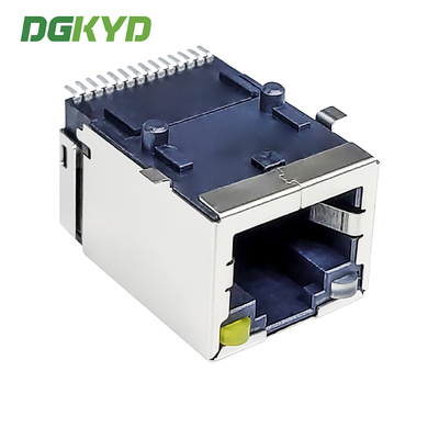 Surface mounted RJ45 connector with gigabit RJ45 and light LCP material DGKYD211Q380AF5A7S009