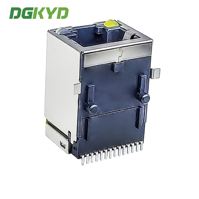 Surface mounted RJ45 connector with gigabit RJ45 and light LCP material DGKYD211Q380AF5A7S009