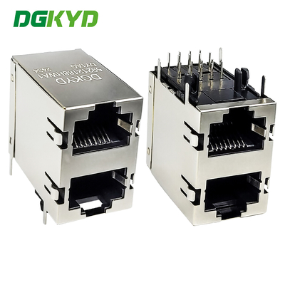 RJ45 Multi Port Shielded Connector Without Light Strip Shielding Stacked Type DGKYD59212188HWA1DY1AG