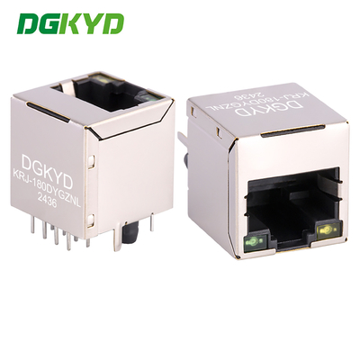 KRJ-180DYGZNL Vertical RJ45 Connector , RJ45 Ethernet Connector With Internal Magnetic Transformer