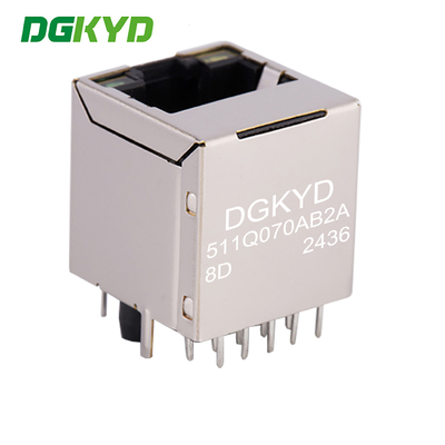 RJ45 Network Connector With Transformer , 180 Degree Gigabit Communication Interface DGKYD511Q070AB2A8D
