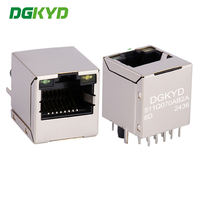 RJ45 Network Connector With Transformer , 180 Degree Gigabit Communication Interface DGKYD511Q070AB2A8D