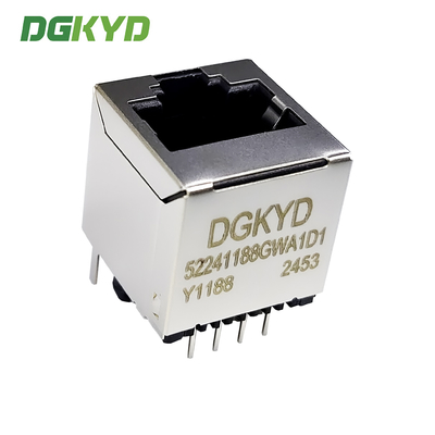 RJ45 Vertical Connector With 180 Degree Ethernet Port, 8P8C With Light And Shielding DGKYD52241188GWA1D1Y1188