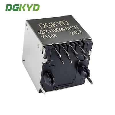 RJ45 Vertical Connector With 180 Degree Ethernet Port, 8P8C With Light And Shielding DGKYD52241188GWA1D1Y1188