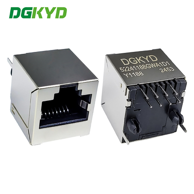 RJ45 Vertical Connector With 180 Degree Ethernet Port, 8P8C With Light And Shielding DGKYD52241188GWA1D1Y1188