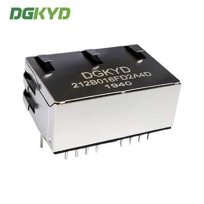 RJ45 Ethernet port connector 8P8C with light strip shielding dual port horizontal socket DGKYD212B016FD2A4D