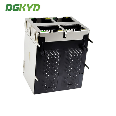 RJ45 stacked interface 2X2 Ethernet socket with light strip shielding POE Gigabit connector DGKYD22Q277DB2A4DP068 (POE+)