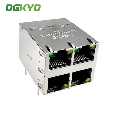 RJ45 stacked interface 2X2 Ethernet socket with light strip shielding POE Gigabit connector DGKYD22Q277DB2A4DP068 (POE+)