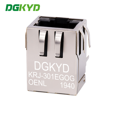 Dual color lamp horizontal network port KRJ-301EGOGOENL Gigabit RJ45 communication connector with lamp and spring clip