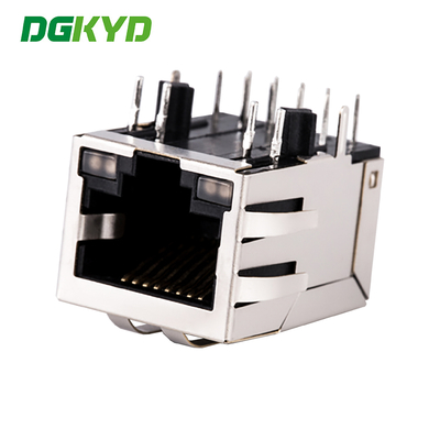 Dual color lamp horizontal network port KRJ-301EGOGOENL Gigabit RJ45 communication connector with lamp and spring clip