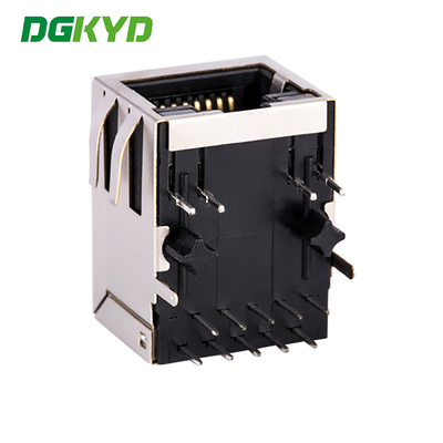 Dual color lamp horizontal network port KRJ-301EGOGOENL Gigabit RJ45 communication connector with lamp and spring clip