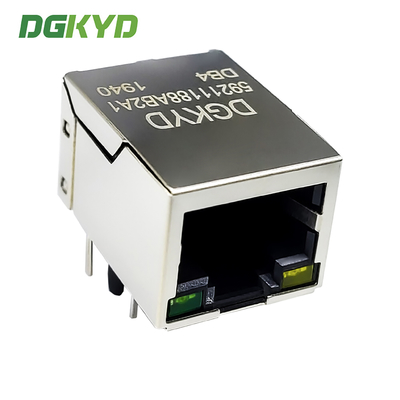 RJ45 Ethernet Port Connector Flat Pin 6U Interface With Shield 8P8C DGKYD59211188AB2A1DB4