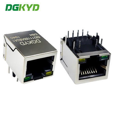 RJ45 Ethernet Port Connector Flat Pin 6U Interface With Shield 8P8C DGKYD59211188AB2A1DB4