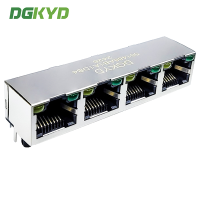 Four Port RJ45 90 Degree Straight Plug Connector 8P8C With Light Gold-plated 6U Modular Socket DGKYD561488AB1A1DB4