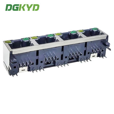 Four Port RJ45 90 Degree Straight Plug Connector 8P8C With Light Gold-plated 6U Modular Socket DGKYD561488AB1A1DB4
