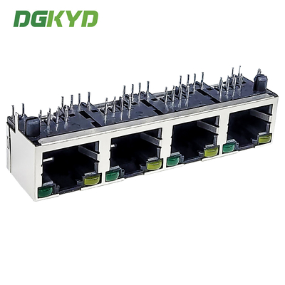 Four Port RJ45 90 Degree Straight Plug Connector 8P8C With Light Gold-plated 6U Modular Socket DGKYD561488AB1A1DB4