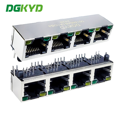 Four Port RJ45 90 Degree Straight Plug Connector 8P8C With Light Gold-plated 6U Modular Socket DGKYD561488AB1A1DB4