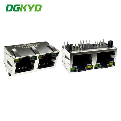 RJ45 horizontal interface 8P8C with light, shielding spring, round needle mesh port DGKYD561288DB1A1DY1