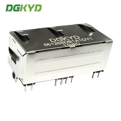 RJ45 horizontal interface 8P8C with light, shielding spring, round needle mesh port DGKYD561288DB1A1DY1