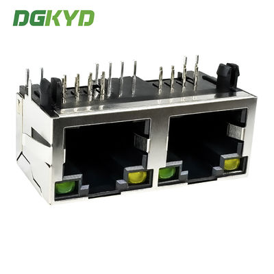 RJ45 horizontal interface 8P8C with light, shielding spring, round needle mesh port DGKYD561288DB1A1DY1