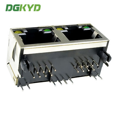 RJ45 horizontal interface 8P8C with light, shielding spring, round needle mesh port DGKYD561288DB1A1DY1