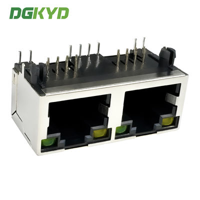 RJ45 horizontal interface round pin 1X2 network port 8P8C with light and shielding DGKYD561288AB1A1DY1