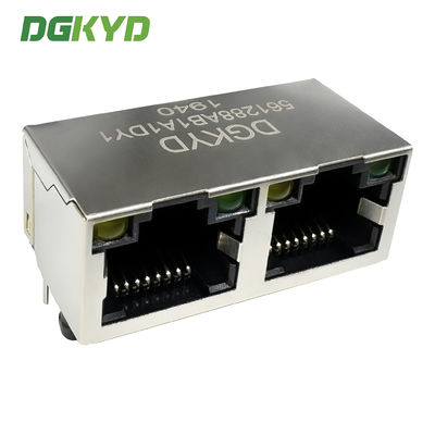 RJ45 horizontal interface round pin 1X2 network port 8P8C with light and shielding DGKYD561288AB1A1DY1