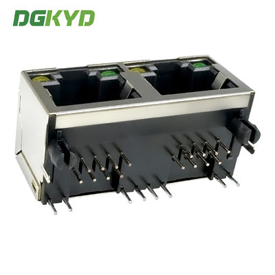 RJ45 horizontal interface round pin 1X2 network port 8P8C with light and shielding DGKYD561288AB1A1DY1