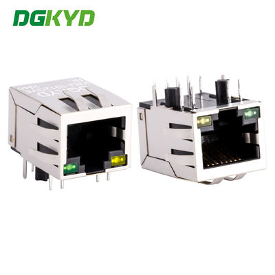 PCB Network RJ45 Modular Jack With Filter , LED Tab Down Side Entry  Ethernet Socket RJ45 Network Interface 100Mbps Connector KRJ-1012GYENL