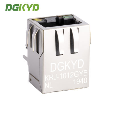 PCB Network RJ45 Modular Jack With Filter , LED Tab Down Side Entry  Ethernet Socket RJ45 Network Interface 100Mbps Connector KRJ-1012GYENL