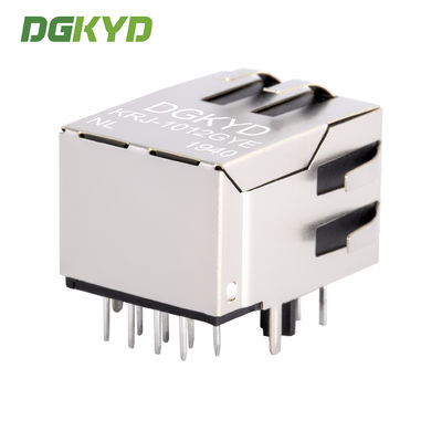 PCB Network RJ45 Modular Jack With Filter , LED Tab Down Side Entry  Ethernet Socket RJ45 Network Interface 100Mbps Connector KRJ-1012GYENL