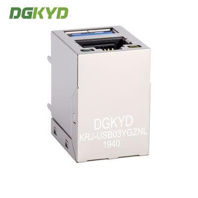 2x1 Stack RJ45 USB Connector Combo Jack W / USB 3.0 1-1909119-4 RoHS Compliance KRJ-USB03YGZNL