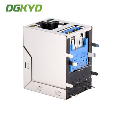 2x1 Stack RJ45 USB Connector Combo Jack W / USB 3.0 1-1909119-4 RoHS Compliance KRJ-USB03YGZNL