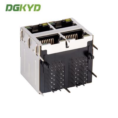 Shield 2X2 Double Deck 4 Port 1000M Cat6 RJ45 Modular Jack With Ethernet Filter DGKYD22Q077DB2A4D068