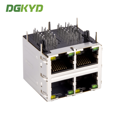 Shield 2X2 Double Deck 4 Port 1000M Cat6 RJ45 Modular Jack With Ethernet Filter DGKYD22Q077DB2A4D068