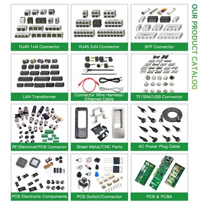 180 Degree 8P8C RJ45 Connector with LED Green/Yellow for PCB Mount