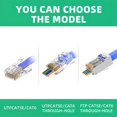 8P8C RJ45 Connector 8-Core Gold-Plated Nickel 100/CAN