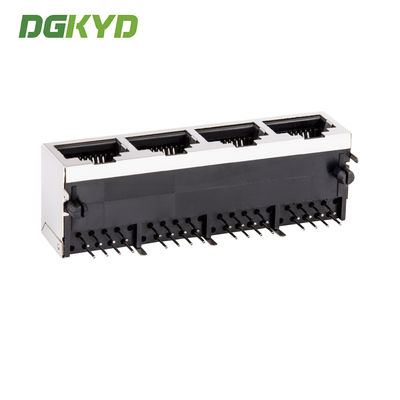 1x4 Right Angle Tab Down Shield RJ45 Connectors Quad Ports Ethernet Switch Sockets KRJ-5621S10P8C14QNL